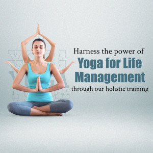 Woman in lotus position meditating with multiple arms representing holistic life management.