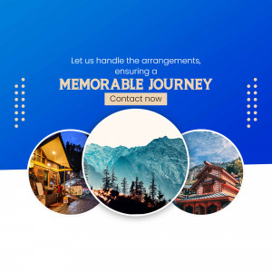 Travel agency advertisement with scenic landscapes