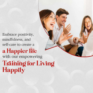 Group of people laughing and enjoying a training session focused on positivity and mindfulness.