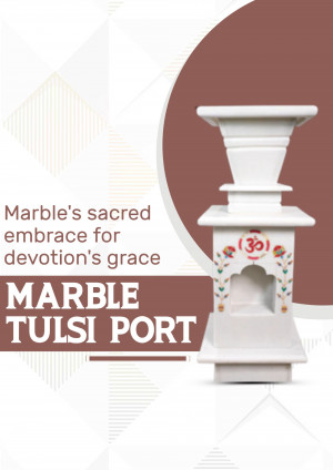 White marble Tulsi plant stand with Om symbol