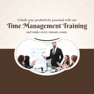 Image of a business professional presenting a time management training to a team.