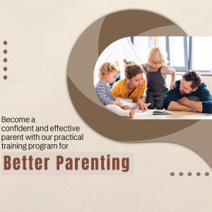 Family playing together inside a tent, promoting a parenting training program.