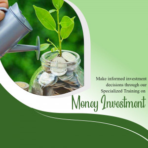A watering can pouring water onto a plant growing out of coins in a glass jar, symbolizing financial growth and investment.
