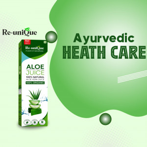 Re-uniQue Ayurvedic Aloe Vera Juice product advertisement