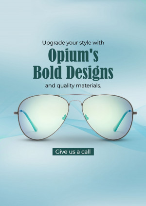 Stylish sunglasses with the text 'Opium's Bold Designs'