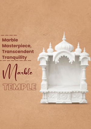 White marble temple with intricate carvings and floral design