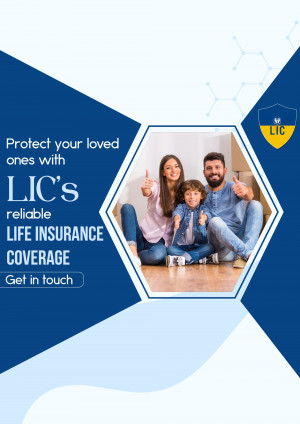 Family with LIC's Life Insurance advertisement