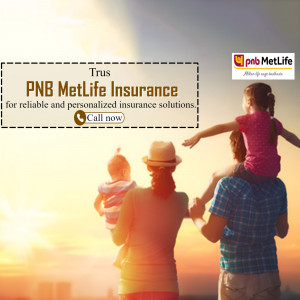 Family enjoying a sunset moment with PNB MetLife Insurance advertisement