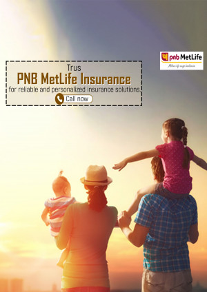 Family enjoying a sunset with PNB MetLife Insurance branding