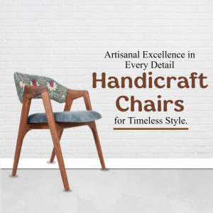 A wooden chair with a floral patterned cushion, showcasing handcrafted design.