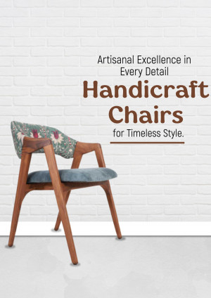 A stylish wooden chair with floral patterned cushion, showcasing handicraft design.