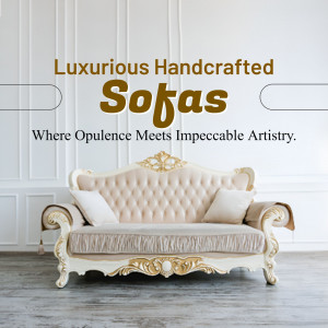 Elegant cream and gold sofa in a classic interior