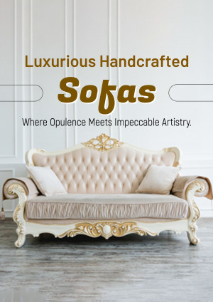 Elegant cream and gold sofa with ornate detailing