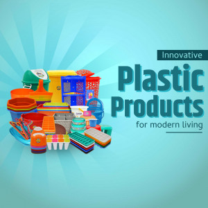Assortment of colorful plastic household products
