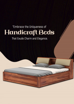 Wooden bed with storage and cushioned headboard