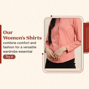 A woman wearing a peach-colored long-sleeved shirt.