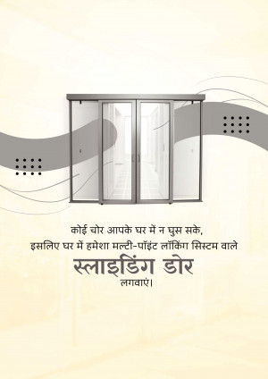 Image of a sliding door with security features, advertising a multi-point locking system.