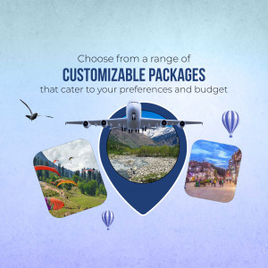 Image showcasing customizable travel packages with various destinations.
