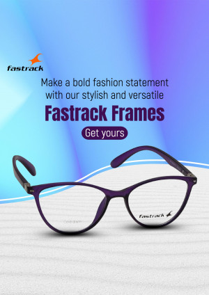 Purple Fastrack Frames on a white surface with a blue gradient background