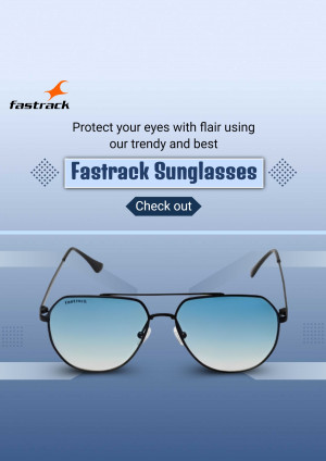 Fastrack sunglasses advertisement with aviator style glasses