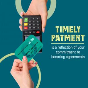 Hands using a contactless payment card with a card reader