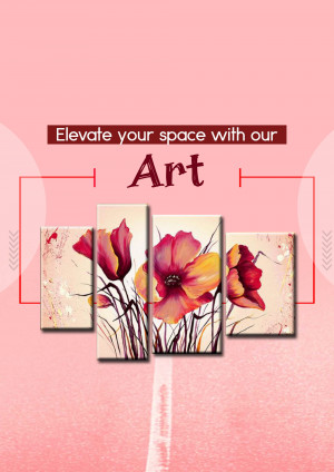 Four-panel floral art print with red and yellow poppies