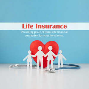 Life insurance concept with family figures and a heart