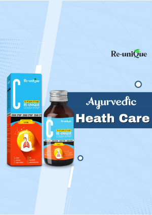 Re-Unique Ayurvedic Cough Syrup bottle and packaging