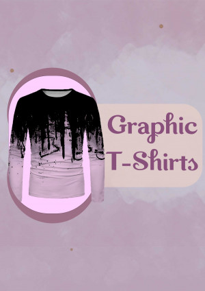 Long sleeve black and white graphic t-shirt mockup with dripping paint effect
