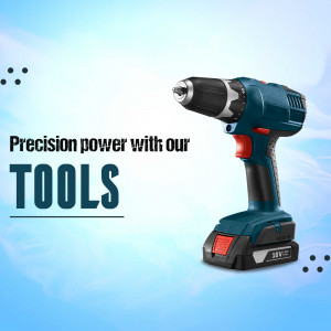 Blue and black cordless power drill with battery pack