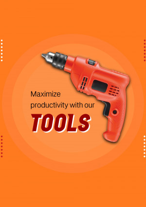 Red power drill with text 'Maximize productivity with our TOOLS'