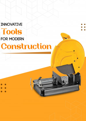 Yellow metal cutting saw for construction