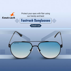 Fastrack sunglasses with a gradient lens and a blue background.