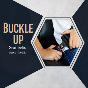 Child buckling up a seat belt in a car