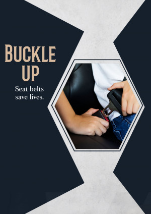 Close-up of a child buckling a seatbelt in a car.