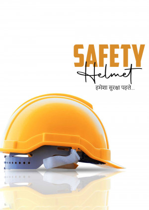 Yellow hard hat with the word 'SAFETY' and text in Hindi