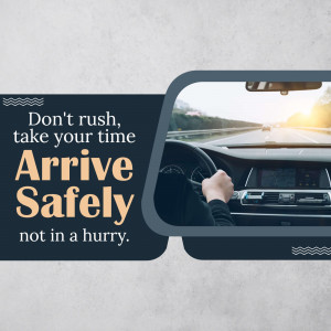 Image of a car dashboard with a message promoting safe driving.
