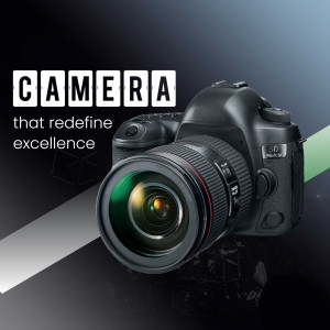 Canon EOS 5D DSLR camera with lens, promotional image