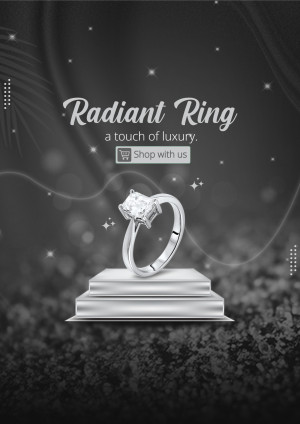 Silver ring with a large diamond on a pedestal