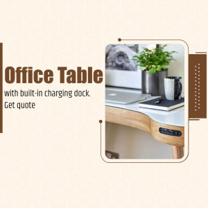 Office table with built-in charging dock and accessories