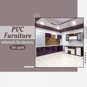 Modern kitchen with purple and brown PVC furniture