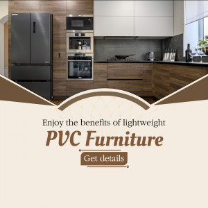A modern kitchen featuring stainless steel appliances and wood-tone cabinetry, promoting lightweight PVC furniture.