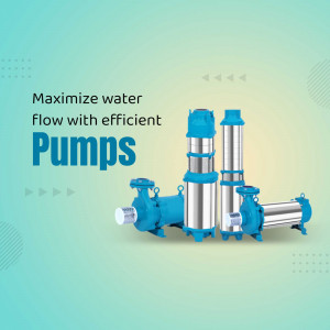 Image of various water pumps with text 'Maximize water flow with efficient Pumps'