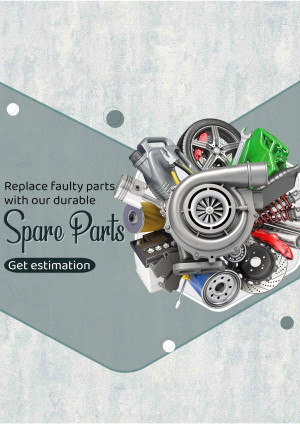 Collage of car spare parts including engine components, turbocharger, and tools.