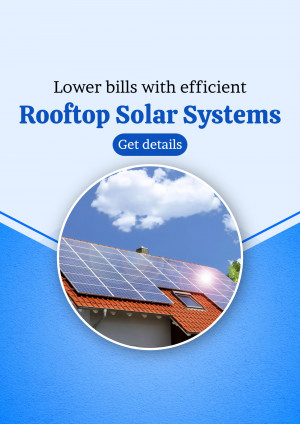 Image of a house with rooftop solar panels promoting lower energy bills.