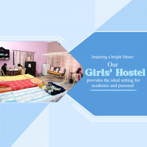 Image of a girls' hostel room with students studying and relaxing.