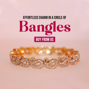 Close-up of a gold bangle with diamond accents