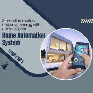Image of a hand holding a smartphone controlling a home automation system.