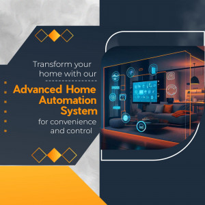 Image showcasing a modern living room integrated with a smart home automation system.