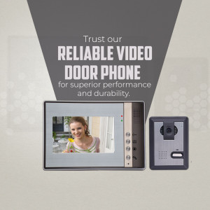Image of a video door phone system with a woman visible on the screen.